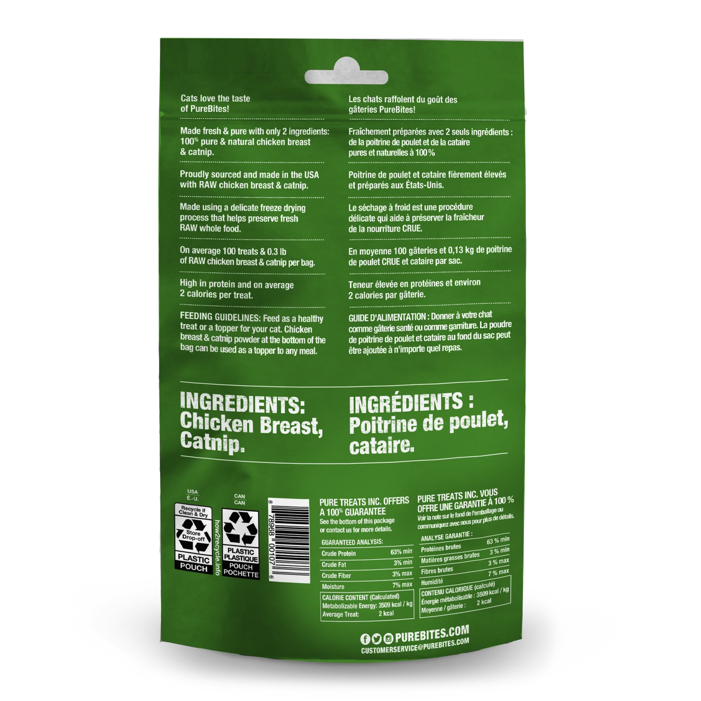 PureBites Freeze-Dried Cat Treats, Chicken And Catnip Recipe, 1.55-oz Bag