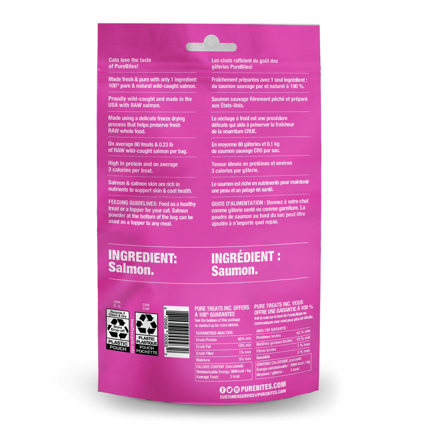 PureBites Freeze-Dried Cat Treats, Salmon Recipe, 0.92-oz Bag