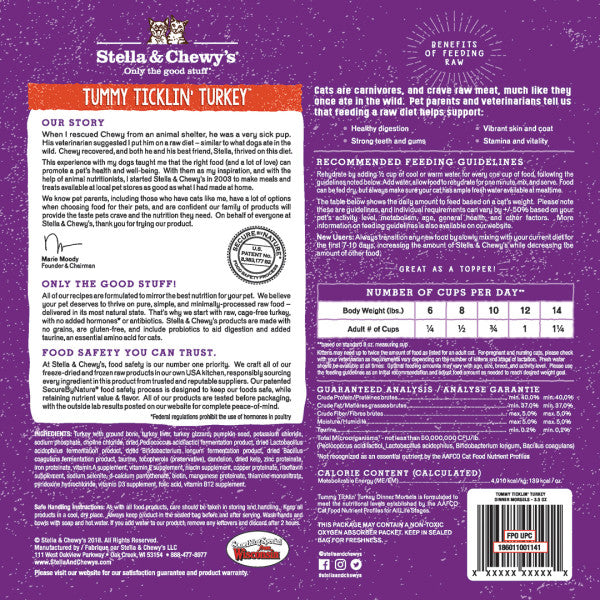 Stella & Chewy's Freeze-Dried Morsels for Cats - Tummy Ticklin Turkey Recipe, Freeze-Dried Raw Cat Food