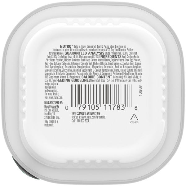 Nutro Adult Natural Grain Free Wet Dog Food Cuts in Gravy Simmered Beef & Potato Stew, 3.5-oz Case of 24