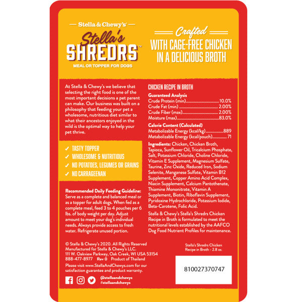 Stella and Chewy's Shredrs Cage-Free Chicken Recipe 2.8-oz, Wet Dog Food