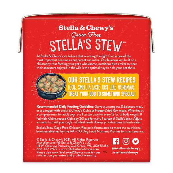 Stella & Chewy's Stew for Dogs - Cage-Free Chicken Recipe, Wet Dog Food, 11-oz Case of 12