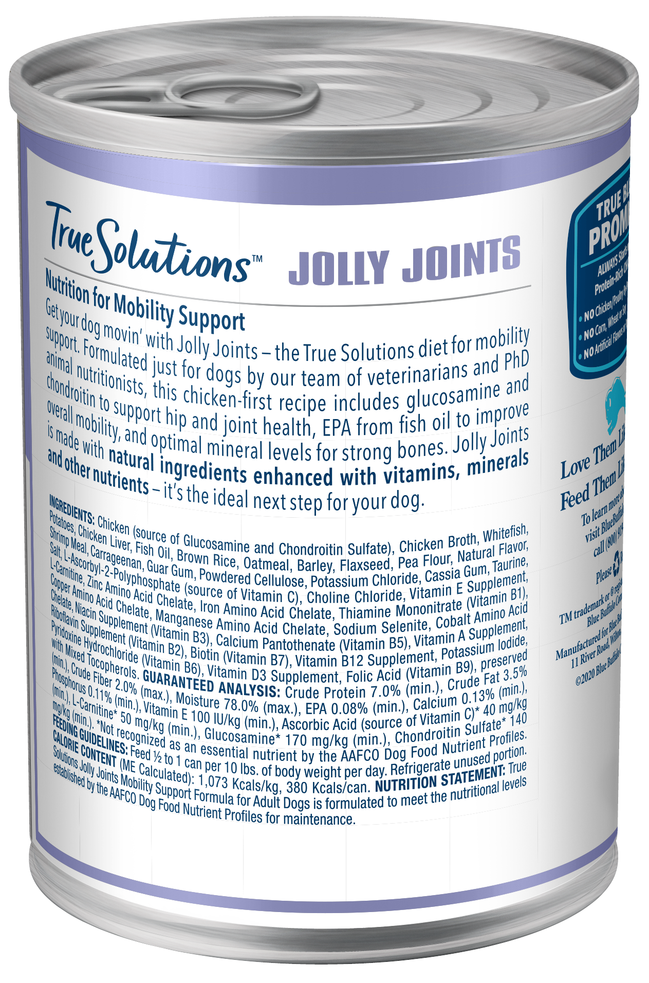 Blue Buffalo True Solutions Jolly Joints Natural Mobility Support Adult Wet Dog Food, Chicken 12.5-oz cans, Case of 12