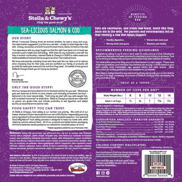 Stella & Chewy's Freeze-Dried Morsels for Cats - Sea-Licious Salmon and Cod Recipe, Freeze-Dried Raw Cat Food