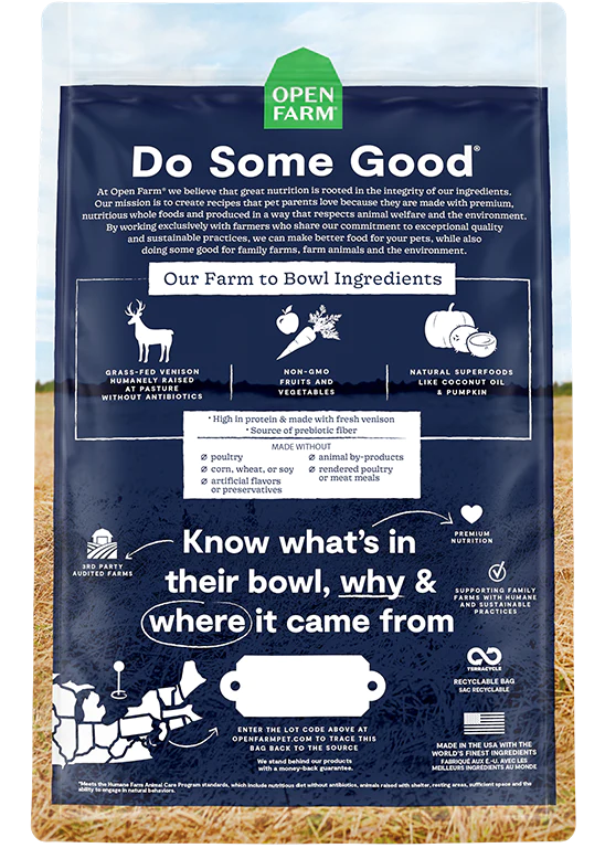 Open Farm New Zealand Venison Grain-Free Recipe, Dry Dog Food
