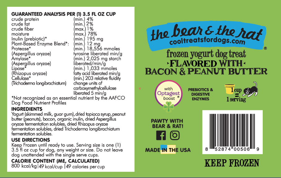 The Bear And The Rat Frozen Yogurt For Dogs And Cats, Bacon And Peanut Butter Recipe, 4-pk