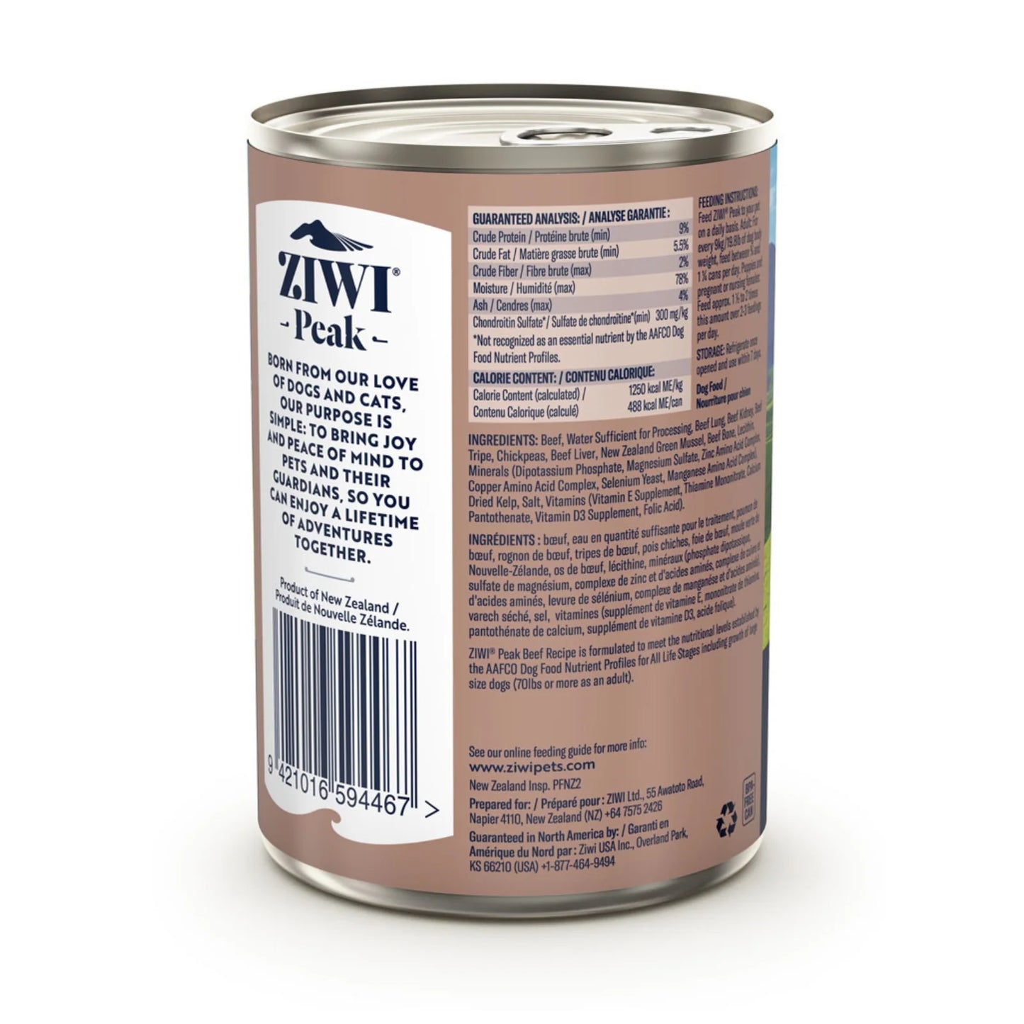 ZiwiPeak Beef Recipe, Wet Dog Food, 13.75-oz Case of 12