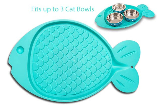 Loving Pets Bella Spill-Proof Fish-Shaped Cat Mat