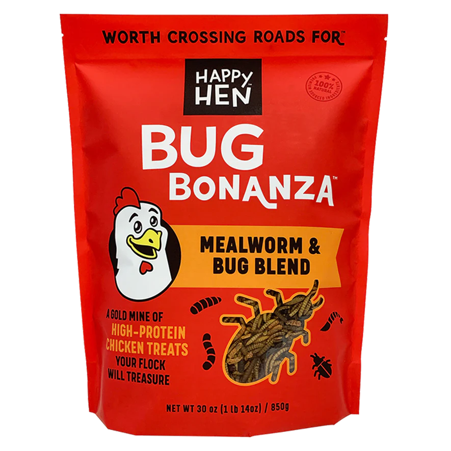 Happy Hen Treats Bug Bonanza Mealworm And Bug Mix, Poultry Treat, 30-oz Bag