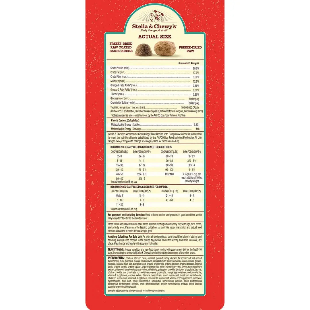 Stella & Chewy's Raw Blend Cage Free Wholesome Grains With Pumpkin & Quinoa, Dry Dog Food