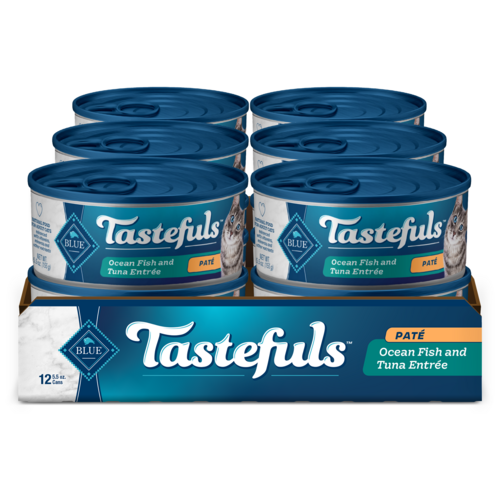 Blue Buffalo Tastefuls Natural Pate Wet Cat Food, Oceanfish and Tuna Entrée, 5.5-oz Case of 12