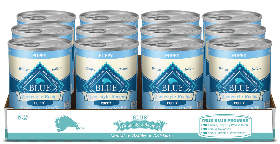 Blue Buffalo Homestyle Recipe Natural Puppy Wet Dog Food, Chicken 12.5-oz, Case of 12