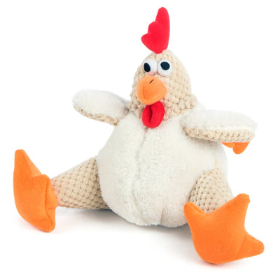 GoDog Chew Guard Technology Checkers Fat White Rooster Plush Dog Toy