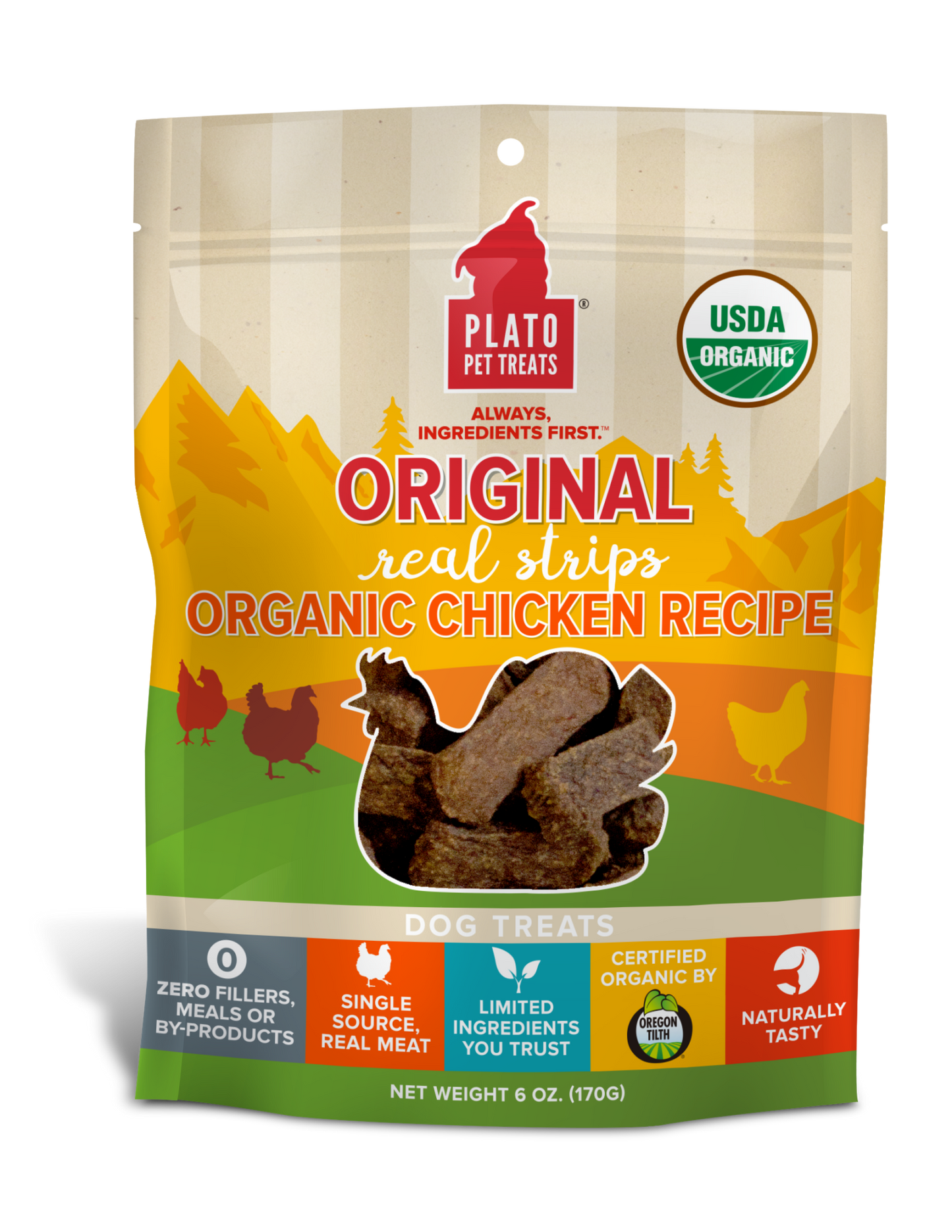 Plato Real Strips Meat Bar Dog Treats, Chicken Recipe
