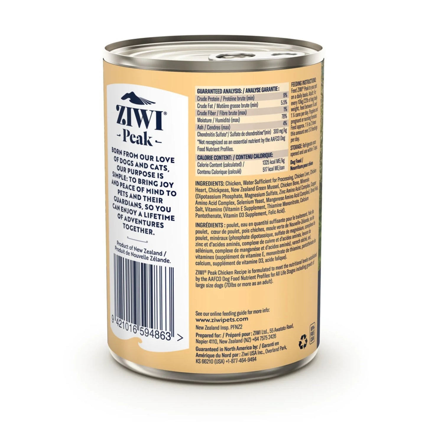 ZiwiPeak Chicken Recipe, Wet Dog Food, 13.75-oz Case of 12