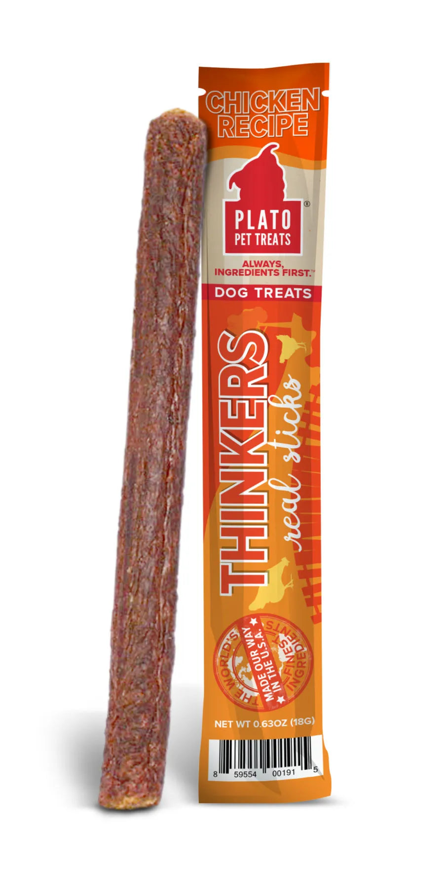 Plato Thinkers Meat Stick Dog Treats, Chicken Recipe