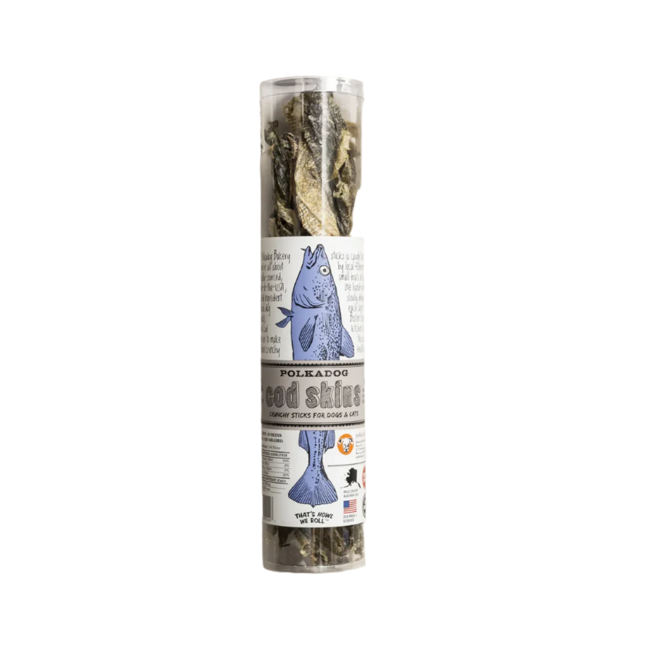 Polkadog Cod Skins Treats For Dogs And Cats, 4.7-oz Tube