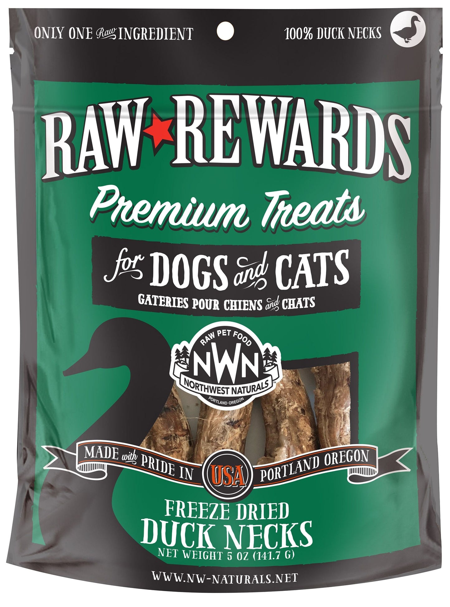 Northwest Naturals Freeze-Dried Duck Necks, Pet Chews 5-oz