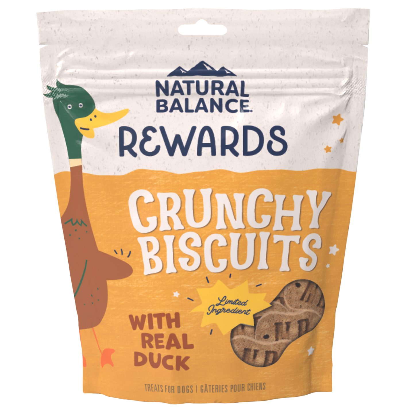 Natural Balance Limited Ingredient Crunchy Biscuits Duck & Potato Recipe, Dog Treat, 14-oz Bag