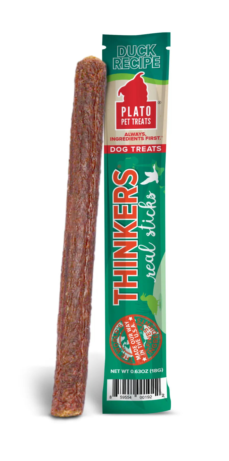 Plato Thinkers Meat Stick Dog Treats, Duck Recipe