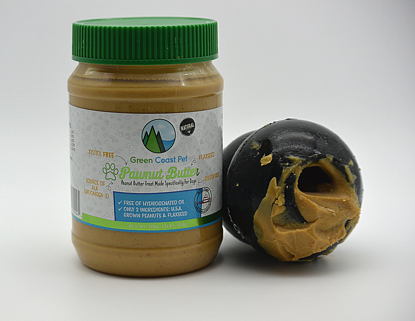 Green Coast Pet Pawnut Butter Dog Treat, 16-oz Jar