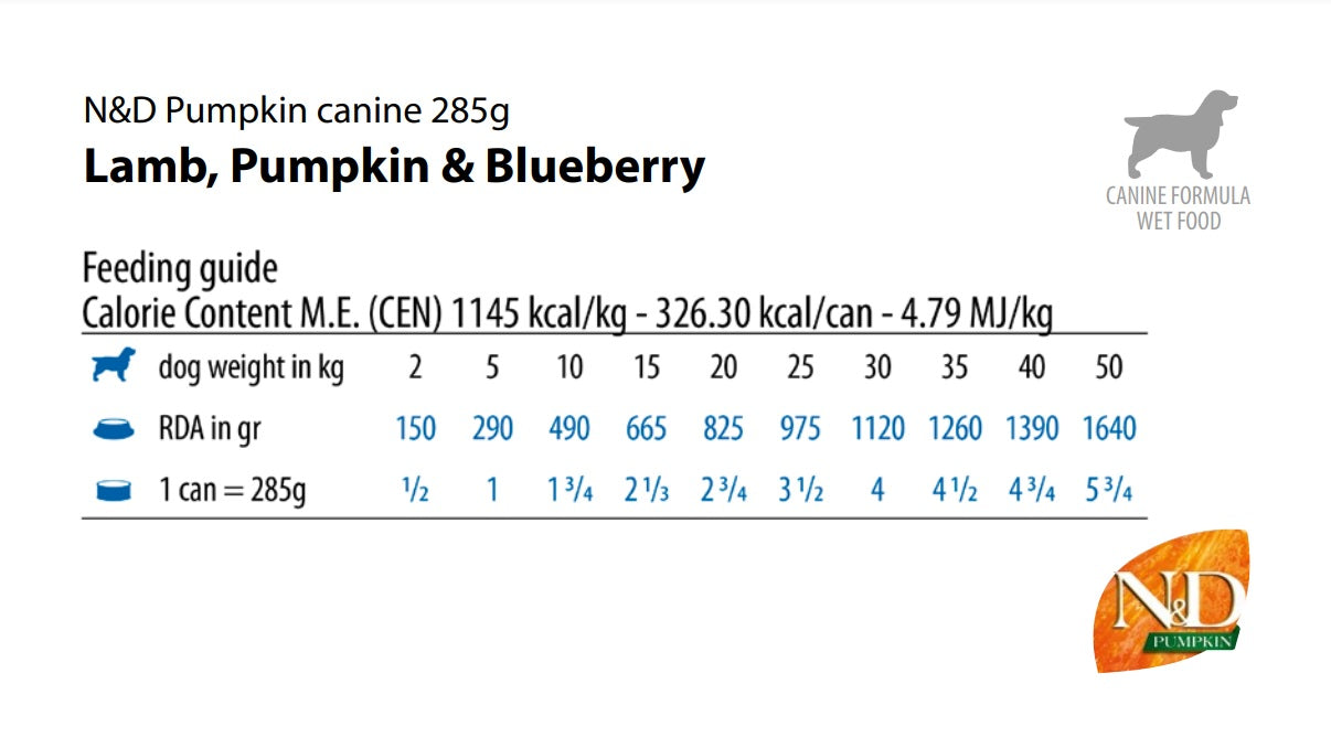 Farmina N&D Pumpkin Dog Lamb, Pumpkin & Blueberry Recipe, Wet Dog Food, Case of 6