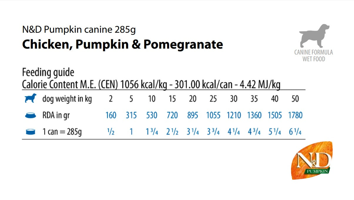 Farmina N&D Pumpkin Dog Chicken, Pumpkin & Pomegranate Recipe, Wet Dog Food, Case of 6, 10-oz Cans