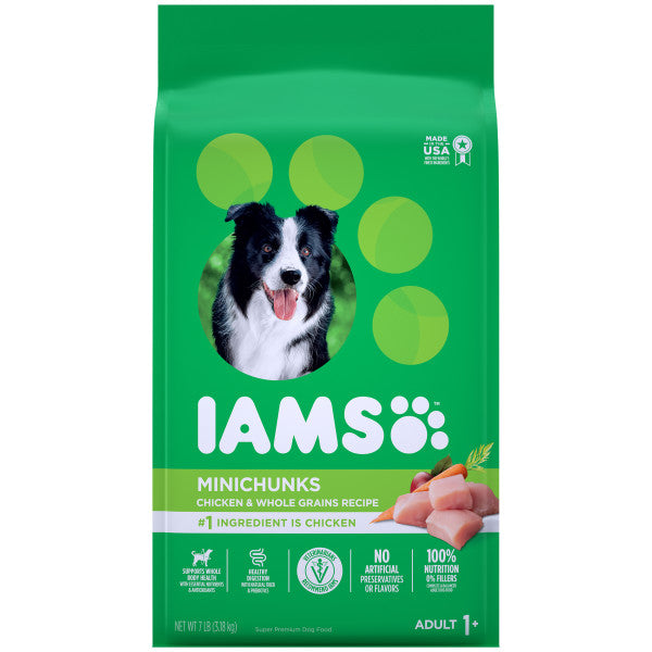 IAMS Adult Minichunks Small Kibble High Protein Dry Dog Food with Real Chicken