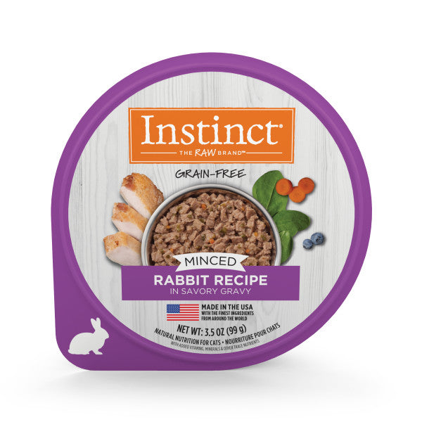 Instinct Original Minced Cups Rabbit Wet Cat Food 3.5 oz Case of