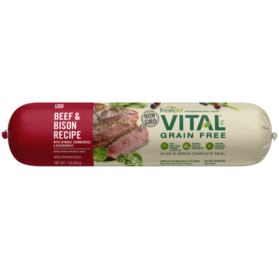 Freshpet Vital Grain Free Beef And Bison Recipe, Gently Cooked Dog Food