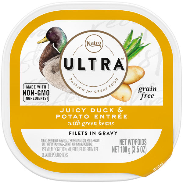 Nutro Ultra Grain Free Adult Soft Wet Dog Food Filets in Gravy Juicy Duck Potato Entree With Green Beans 3.5 oz Case of 24