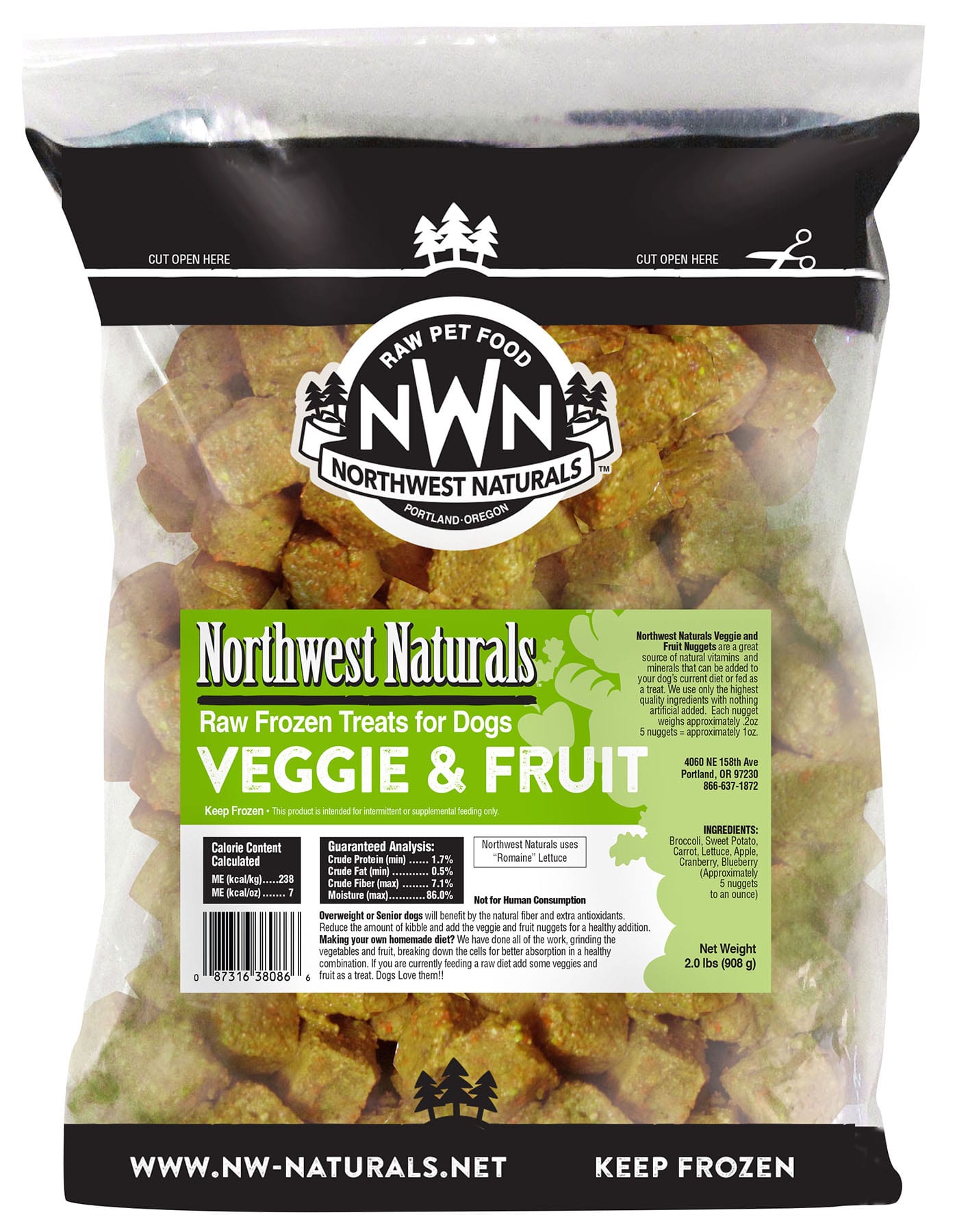 Northwest Naturals Frozen Raw Fruit and Veggie Nuggets, 2-lb Bag