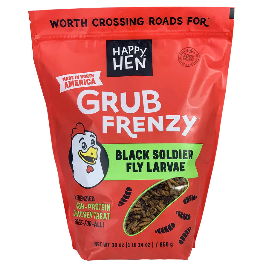 Happy Hen Treats Grub Frenzy With Black Soldier Fly Larvae, Poultry Treat