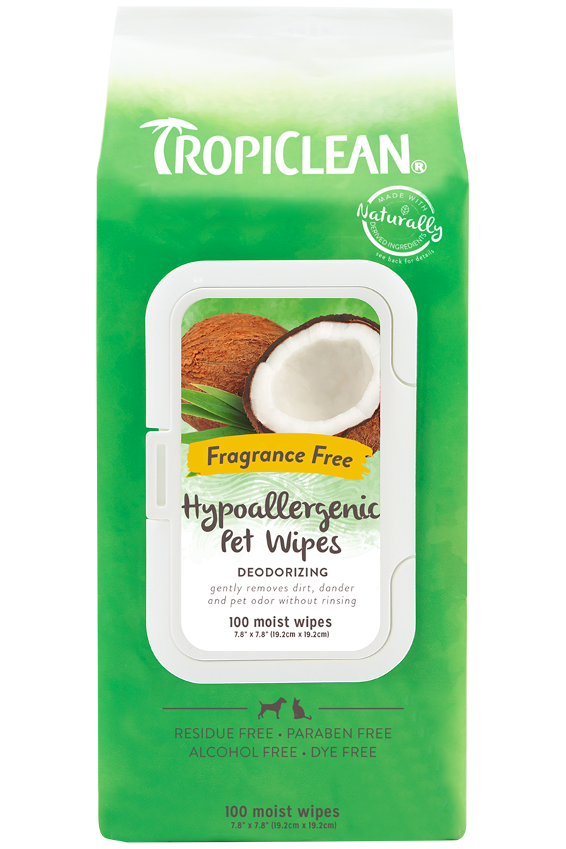 Tropiclean Hypoallergenic Wipes For Dogs And Cats, 100-Count