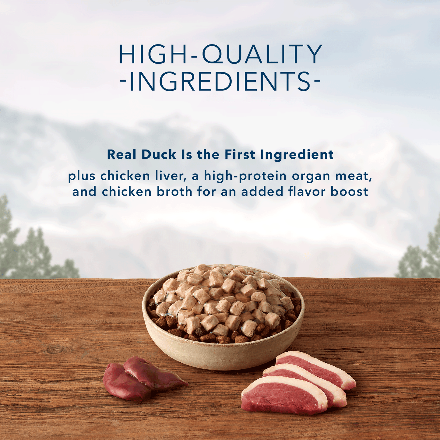 Blue Buffalo Wilderness Trail Toppers Wild Cuts High Protein, Natural Wet Dog Food, Chunky Duck Bites in Hearty Gravy 3-oz pouches, Case of 24