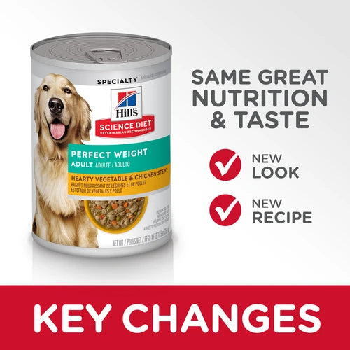Hill's™ Science Diet™ Adult Perfect Weight Hearty Vegetable & Chicken Stew, Wet Dog Food, 12.5-oz Case of 12