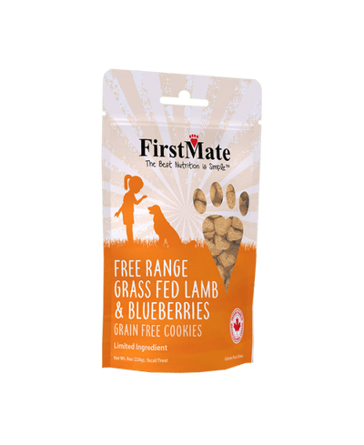 FirstMate Free Range Grass Fed Lamb & Blueberries Dog Treats, 8-oz Bag
