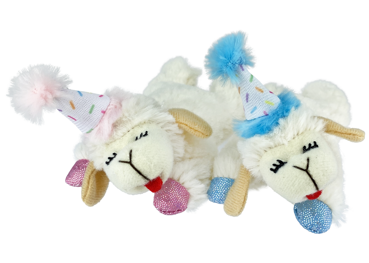 Multipet Lamb Chop With Birthday Hat 4-Inch, Assorted Cat Toy