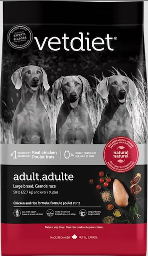 Vetdiet Large Breed Adult Dry Dog Food, Chicken And Rice Recipe, 30-lb Bag