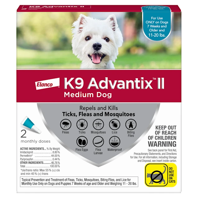 Advantix II Elanco Flea Tick Treatment for Dogs 11 lbs to 20