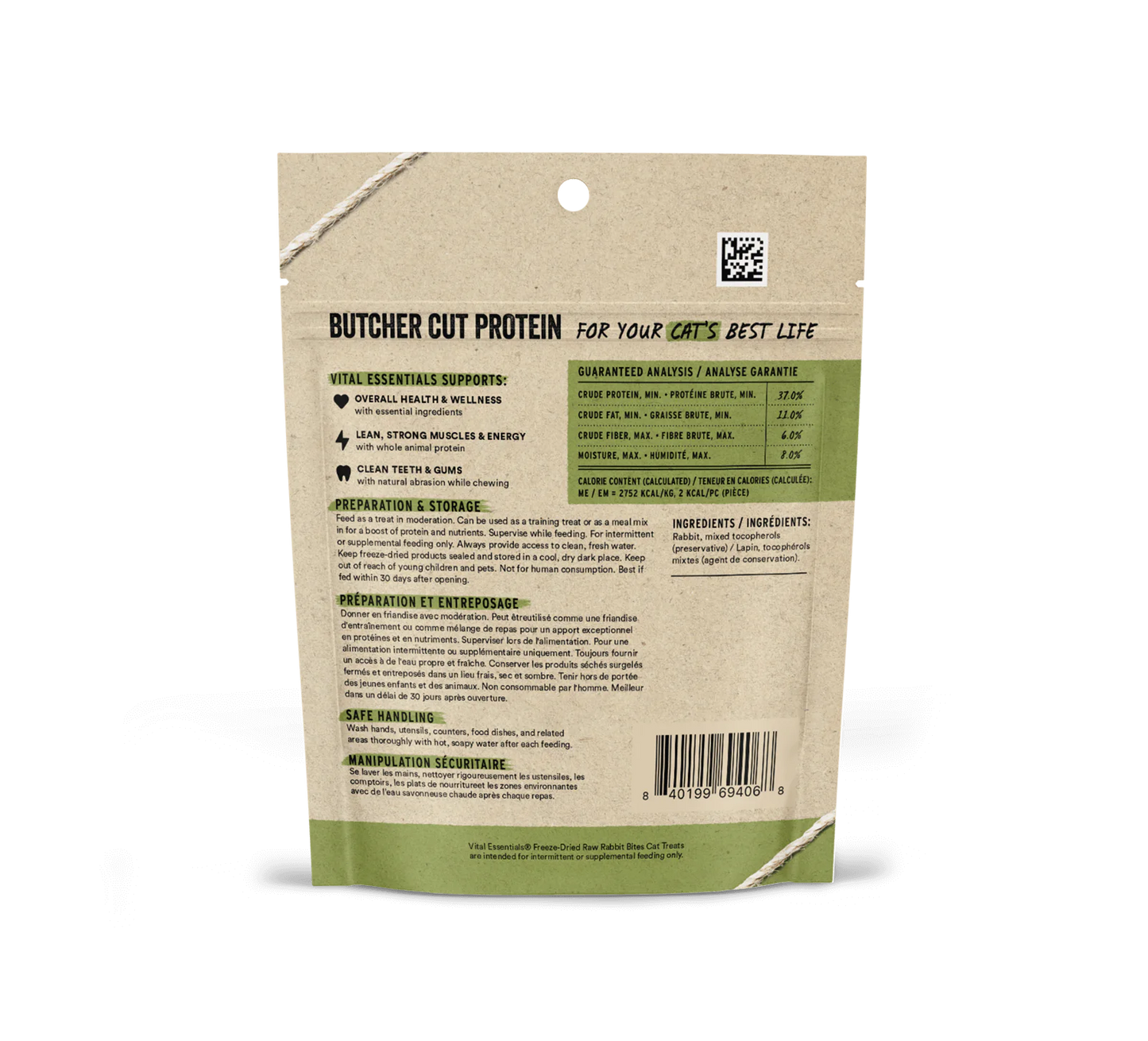 Vital Essentials Freeze-Dried Rabbit Bites 0.9-oz, Cat Treat