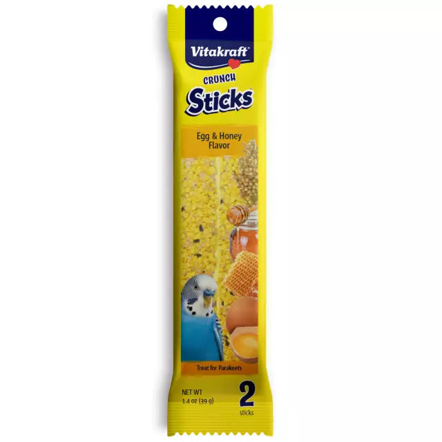 Vitakraft Crunch Parakeet Sticks With Egg & Honey 1.4-oz, Bird Treat