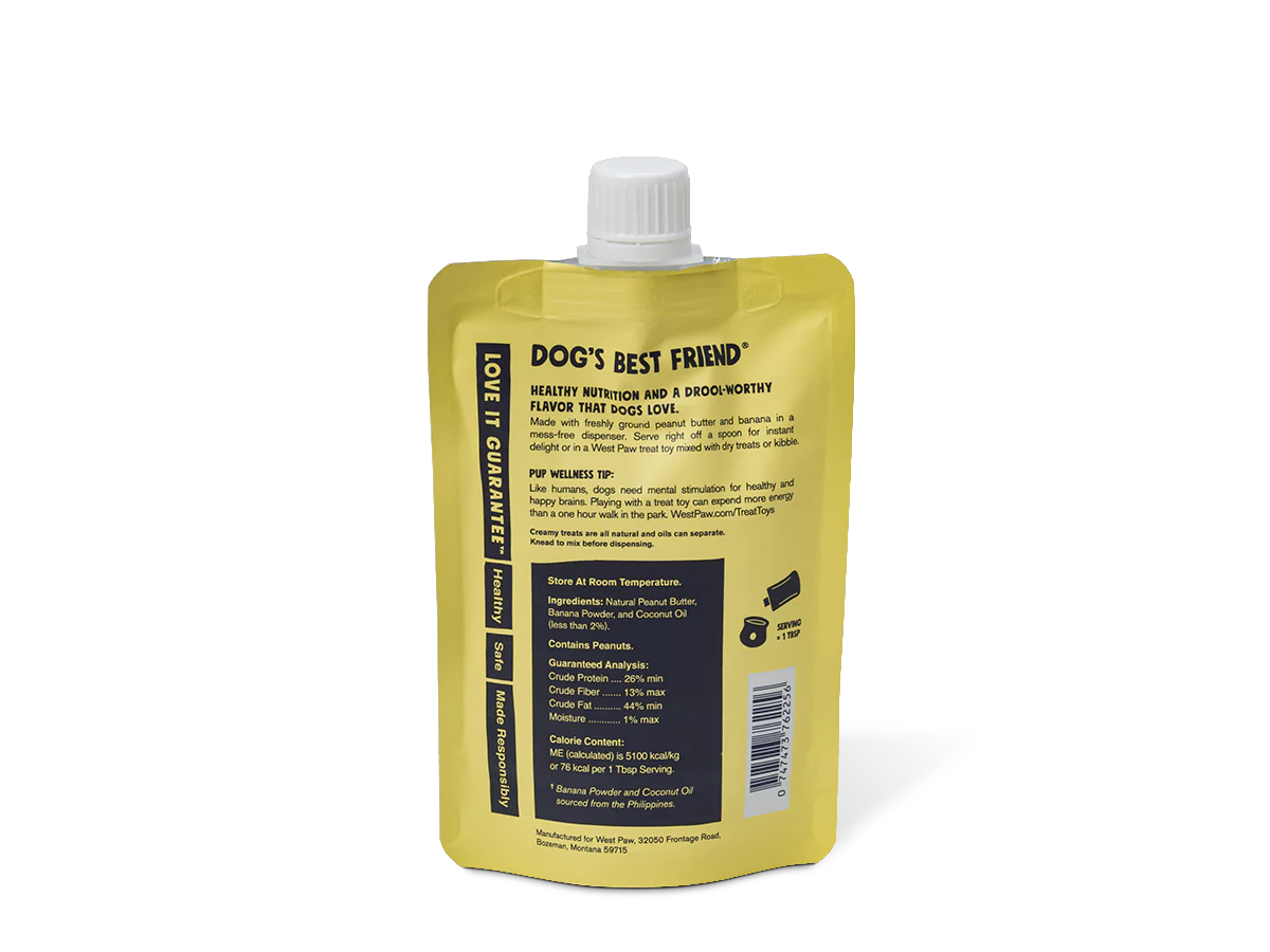West Paw Creamy Peanut Butter & Banana 5-oz, Dog Treat