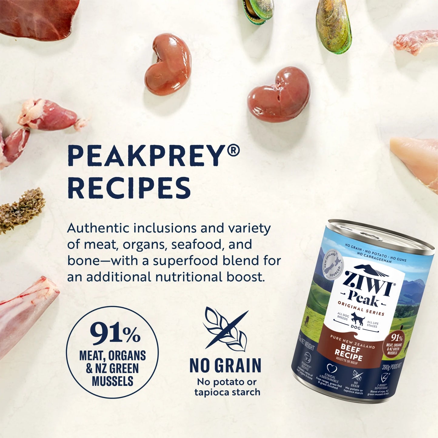 ZiwiPeak Beef Recipe, Wet Dog Food, 13.75-oz Case of 12