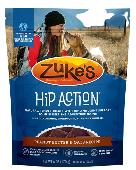 Zuke's Hip Action Peanut Butter & Oats Recipe, Dog Treat, 16-oz Bag
