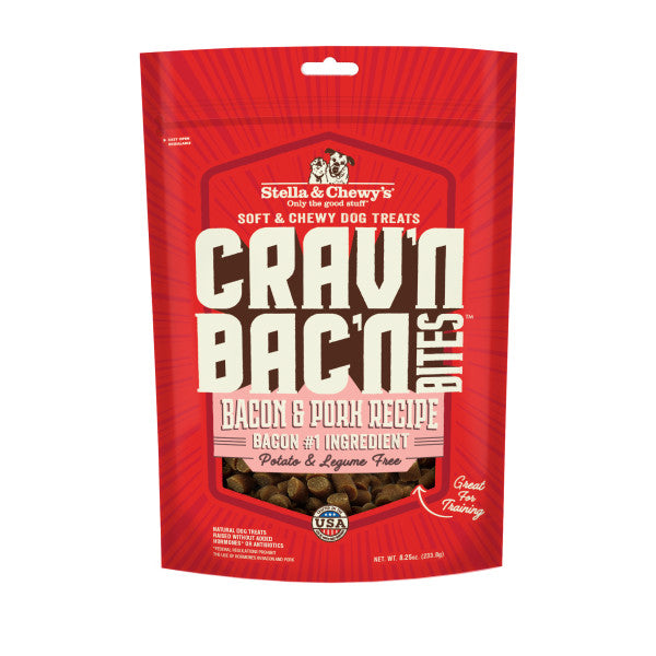 Stella & Chewy's Crav'n Bac'n Bites Pork, Treats for Dogs, 8.25-oz Bag