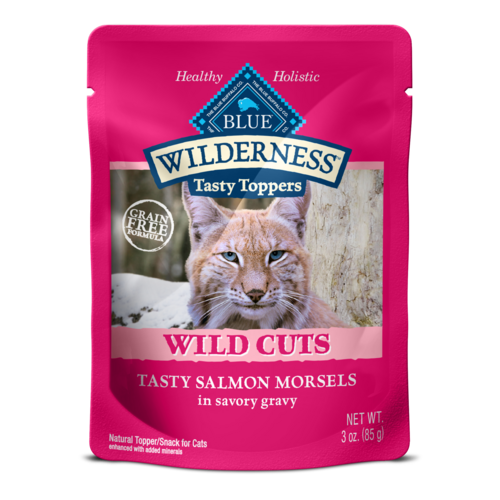 Blue Buffalo Wilderness High Protein Grain Free, Natural Wild Cuts Adult Wet Cat Food Pouch, Salmon, 3-oz Case of 24