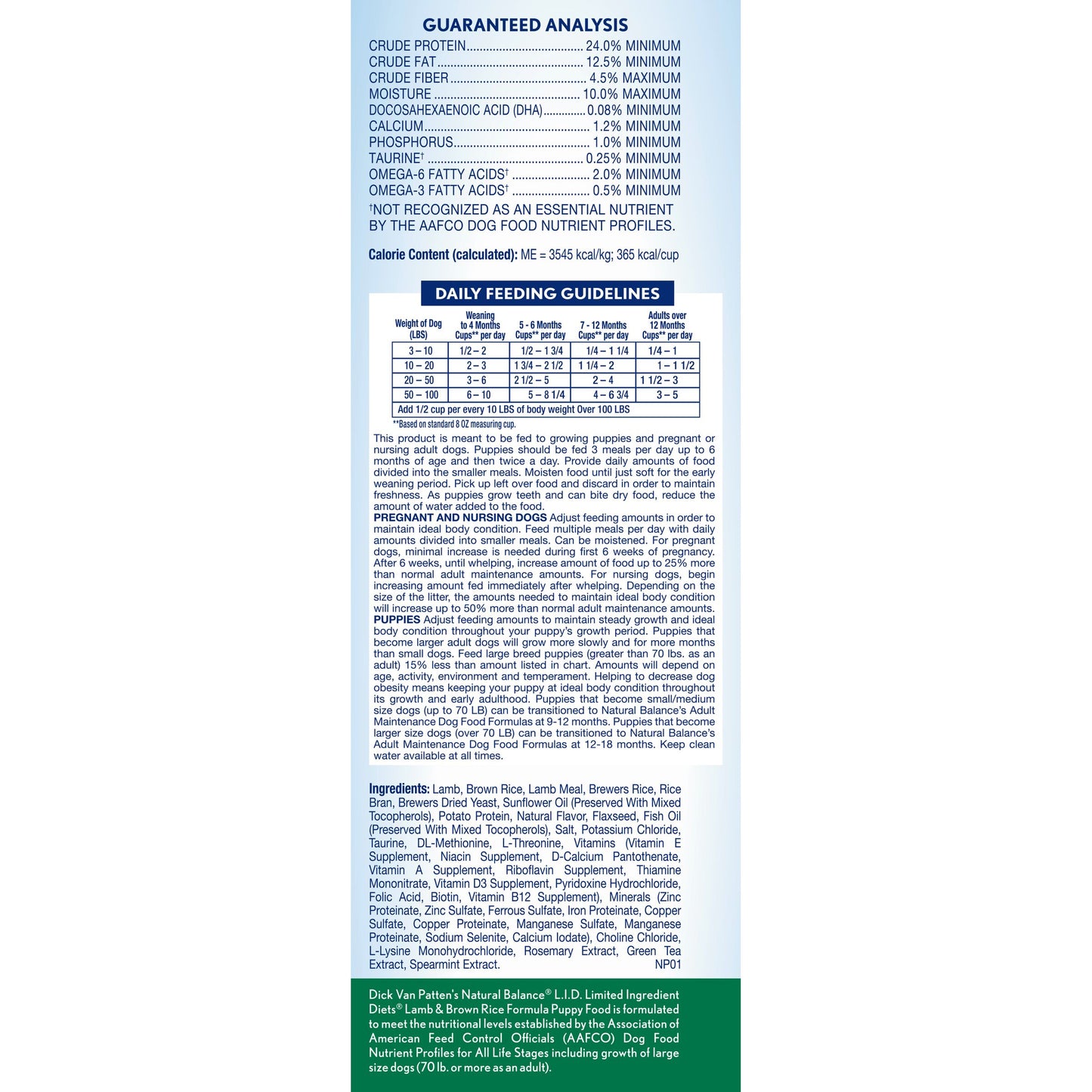 Natural Balance® Limited Ingredient Diets® Lamb & Brown Rice Puppy Formula, Dry Dog Food, 4-lb Bag