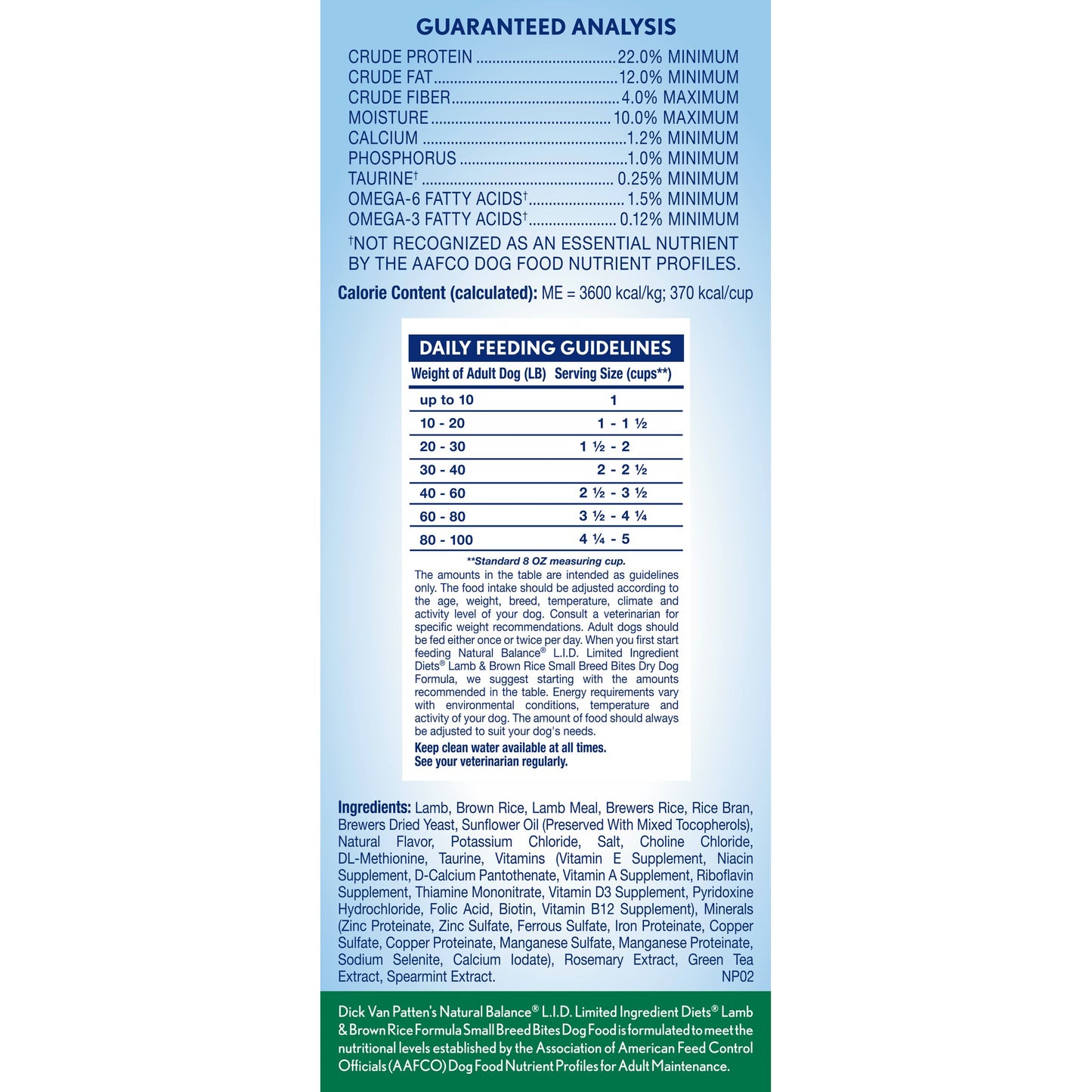 Natural Balance® Limited Ingredient Diets® Lamb & Brown Rice Small Breed Formula, Dry Dog Food