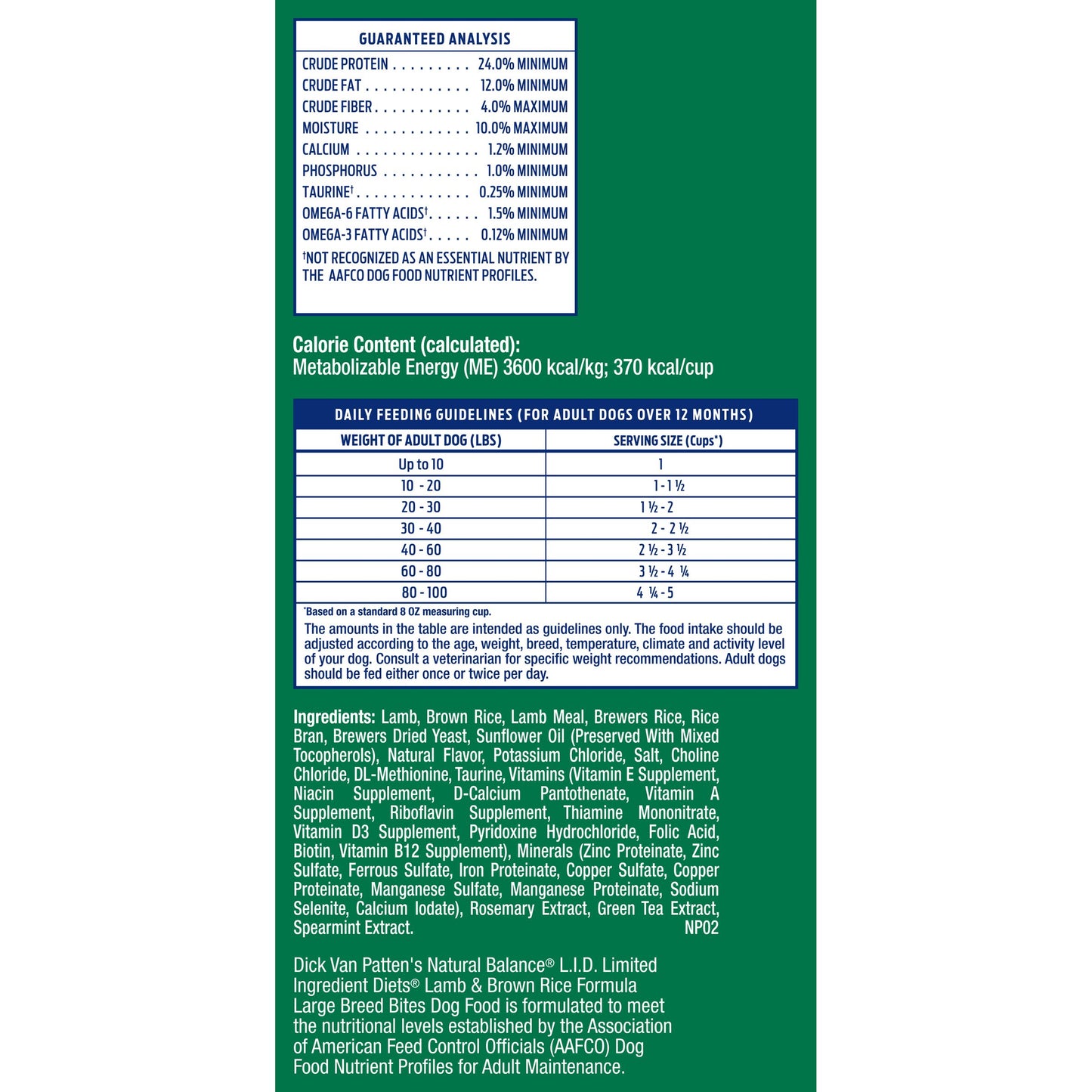 Natural Balance® Limited Ingredient Diets® Lamb & Brown Rice Large Breed Formula, Dry Dog Food, 26-lb Bag